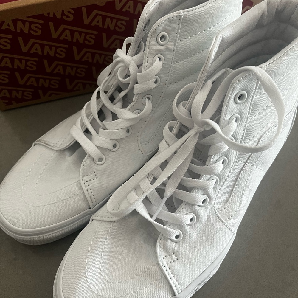Vans True White Sk8-Hi Canvas Sneakers